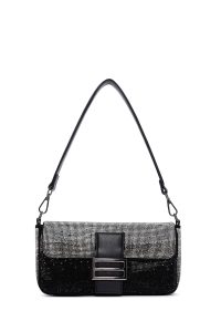 کیف زنانه مشکی بلند سنگ‌دار دری مد