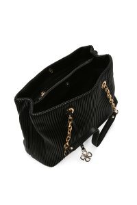 کیف زنانه مشکی بلند طرح‌دار بند زنجیری دری مد