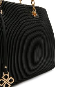 کیف زنانه مشکی بلند طرح‌دار بند زنجیری دری مد