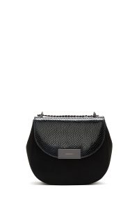 کیف زنانه مشکی بلند طرح‌دار بند زنجیری دری مد