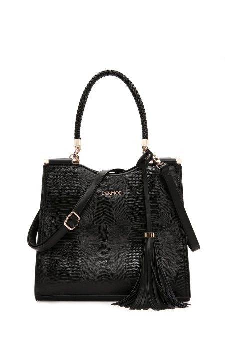 کیف زنانه مشکی بلند طرح‌دار دری مد