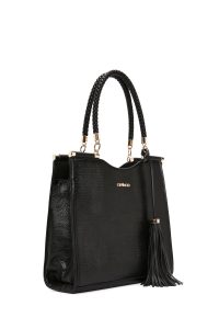 کیف زنانه مشکی بلند طرح‌دار دری مد