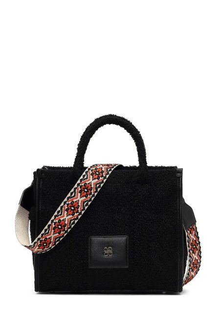 کیف زنانه مشکی بلند پشمی دری مد