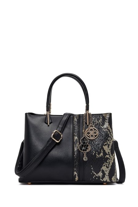 کیف زنانه مشکی بلند چاپی دری مد