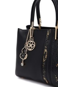 کیف زنانه مشکی بلند چاپی دری مد