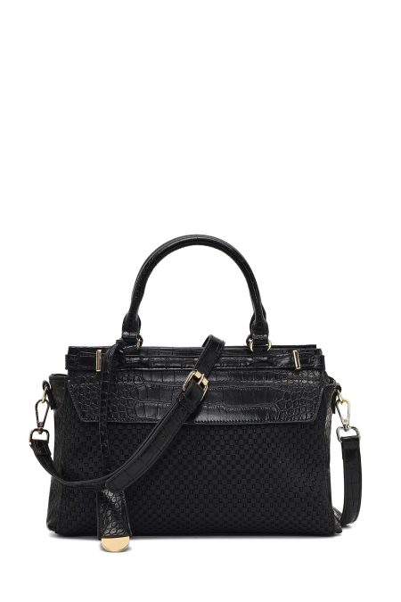 کیف زنانه مشکی بلند چاپی دری مد