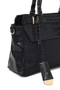 کیف زنانه مشکی بلند چاپی دری مد