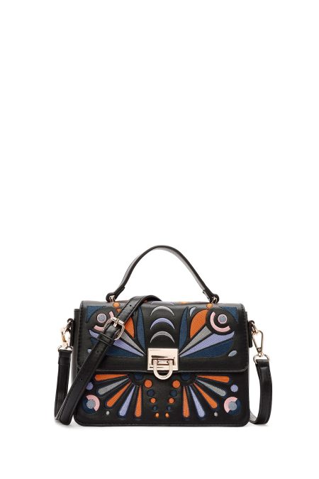 کیف زنانه مشکی بلند چاپی دری مد