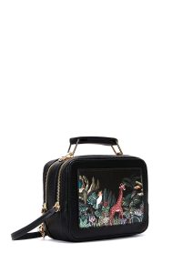 کیف زنانه مشکی بلند چاپی دری مد