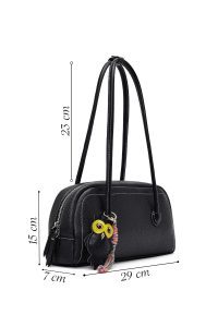 کیف زنانه مشکی بنددار با اکسسوری دری مد