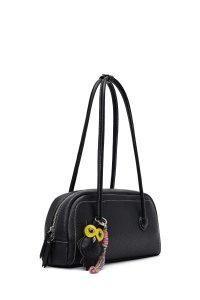 کیف زنانه مشکی بنددار با اکسسوری دری مد