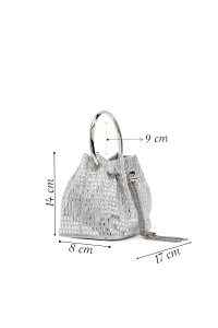 کیف زنانه نقره‌ای سنگی مینی مراسم دری مد