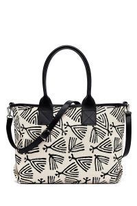 کیف زنانه پارچه‌ای دوشی مشکی طرح‌دار بند بلند Kastamonu دری مد