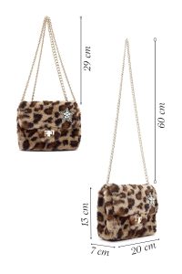 کیف زنانه پلنگی بلند بند زنجیری پشمی دری مد