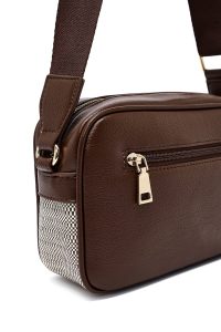 کیف زنانه کراس بادی قهوه‌ای دوشی بلند دری مد