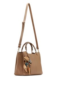 کیف زنانه کرم بلند با اکسسوری دری مد