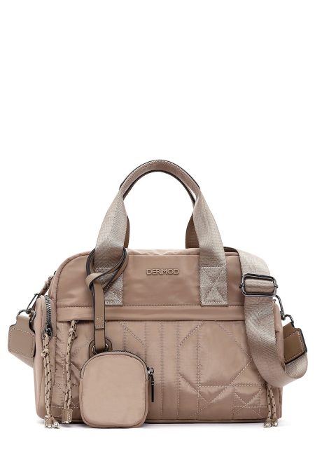 کیف زنانه کرم بلند با جزئیات اکسسوری دری مد