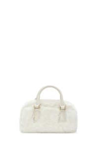 کیف زنانه کرم بلند مینی با جزئیات اکسسوری پشمی دری مد