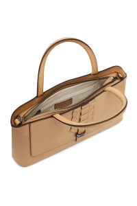 کیف زنانه کرم بلند چرمی دری مد