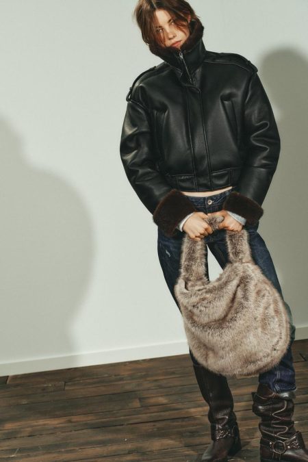 کیف سطلی زنانه بزرگ خز مصنوعی زارا – ZARA