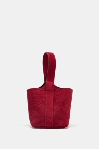 کیف سطلی زنانه جیر چرمی بافت‌دار کوچک زارا – ZARA