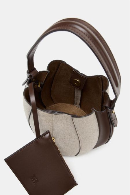 کیف سطلی زنانه پارچه‌ای دوخت‌نما زارا – ZARA