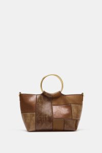 کیف سطلی زنانه پچ‌ورک دسته سخت زارا – ZARA