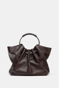 کیف سطلی زنانه چرمی با بند سخت زارا – ZARA