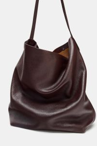 کیف سطلی زنانه چرمی دو محفظه‌ای زارا – ZARA