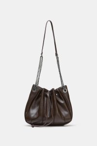 کیف سطلی زنانه چین‌دار زنجیر‌دار زارا – ZARA