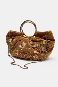 کیف سطلی زنانه گلدوزی افکت مخمل کبریتی زارا – ZARA