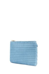 کیف مجلسی زنانه آبی طرح‌دار با بند زنجیری بلند دری مد