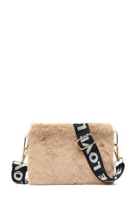 کیف مجلسی زنانه شتری پشمی با بند بلند دری مد