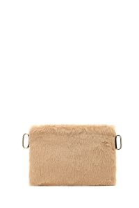 کیف مجلسی زنانه شتری پشمی با بند بلند دری مد