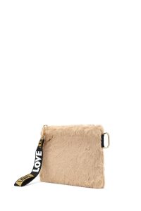 کیف مجلسی زنانه شتری پشمی با بند بلند دری مد