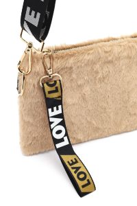 کیف مجلسی زنانه شتری پشمی با بند بلند دری مد