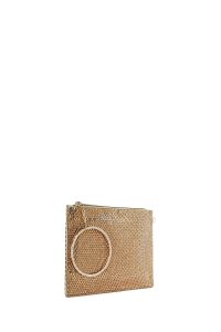 کیف مجلسی زنانه طلایی بند بلند زنجیری نگین‌دار دری مد