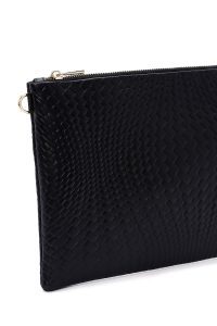 کیف مجلسی زنانه مشکی بافت‌دار با بند زنجیری دری مد