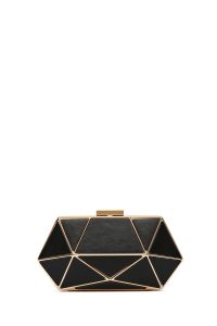 کیف مجلسی زنانه مشکی بند بلند زنجیری مینی جعبه‌ای دری مد