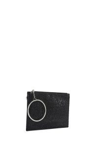 کیف مجلسی زنانه مشکی بند بلند زنجیری نگین‌دار دری مد