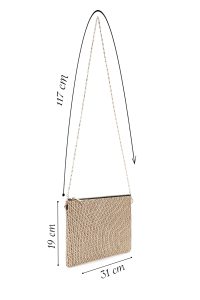 کیف مجلسی زنانه مشکی دستی حصیری با بند زنجیری بلند دری مد