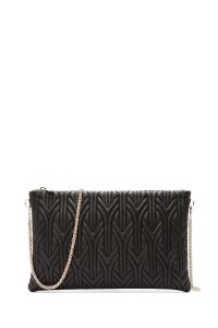 کیف مجلسی زنانه مشکی دستی کاپیتونه با بند زنجیری بلند دری مد