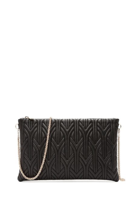 کیف مجلسی زنانه مشکی دستی کاپیتونه با بند زنجیری بلند دری مد