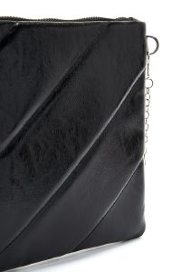 کیف مجلسی زنانه مشکی طرح‌دار با بند زنجیری دری مد