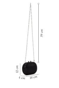 کیف مجلسی زنانه مشکی مینی سنگ‌دوزی‌شده با بند بلند دری مد