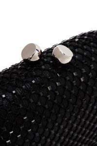 کیف مجلسی زنانه مشکی مینی سنگ‌دوزی‌شده با بند بلند دری مد