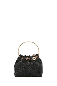 کیف مجلسی زنانه مشکی مینی مجلسی سنگ‌دوزی‌شده با بند زنجیری بلند دری مد