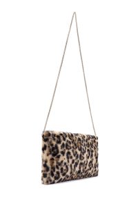 کیف مجلسی زنانه پلنگی دستی پشمی با بند زنجیری دری مد