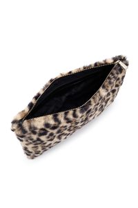 کیف مجلسی زنانه پلنگی دستی پشمی با بند زنجیری دری مد