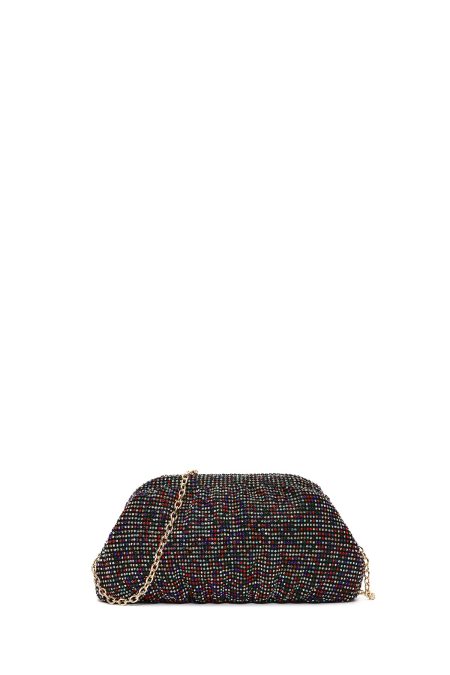 کیف مجلسی زنانه چند رنگ بند بلند زنجیری نگین‌دار  دری مد